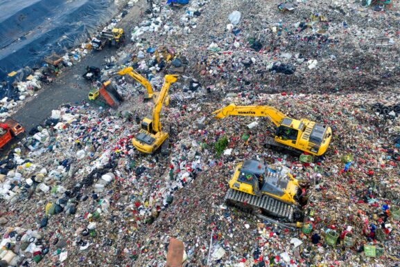 heavy equipments on landfill